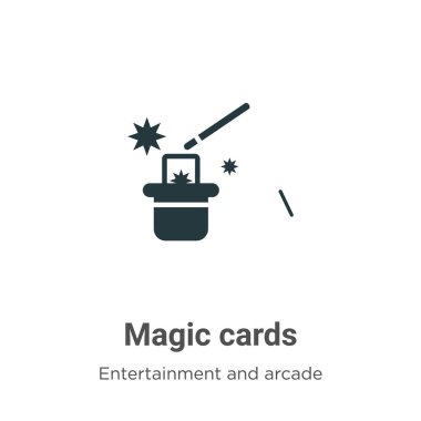Beyaz arkaplanda sihirli kart vektör simgesi. Mobil konsept ve web uygulamaları tasarımı için modern eğlence ve oyun salonu koleksiyonundan düz vektör sihirli kart simgesi işareti.