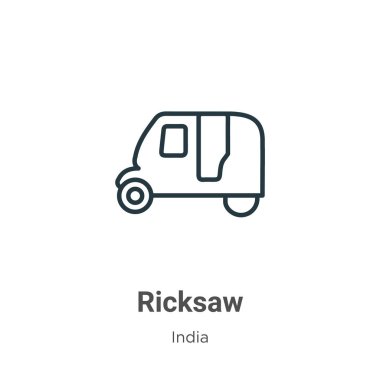 Ricksaw outline vector icon. Thin line black ricksaw icon, flat vector simple element illustration from editable india concept isolated on white background