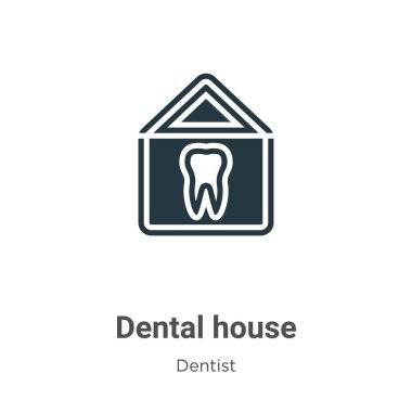 Beyaz arka planda diş evi vektör simgesi. Mobil konsept ve web uygulamaları tasarımı için modern dişçi koleksiyonundan düz vektör diş sembolü simgesi işareti.