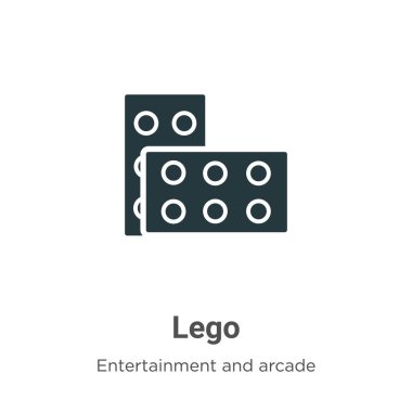 Beyaz arkaplanda lego vektör simgesi. Mobil konsept ve web uygulamaları tasarımı için modern eğlence ve atari koleksiyonundan düz vektör lego simgesi işareti.