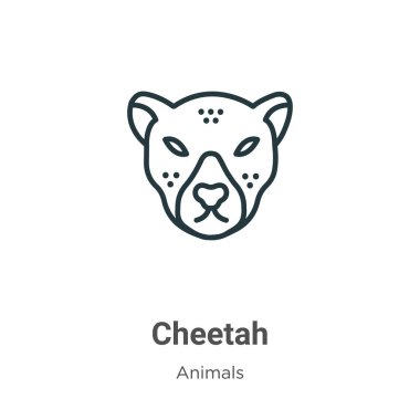 Çita ana hat vektör simgesi. İnce çizgi siyah çita simgesi, düz vektör basit element çizimi, düzenlenebilir hayvanlar kavramından beyaz arkaplanda izole edilmiş.