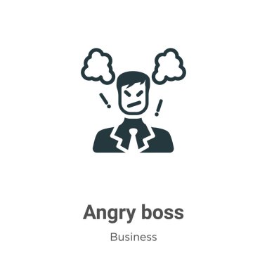 Kızgın patron vektör simgesi beyaz arka planda. Mobil konsept ve web uygulamaları tasarımı için modern iş koleksiyonundan düz vektör kızgın patron simgesi işareti.