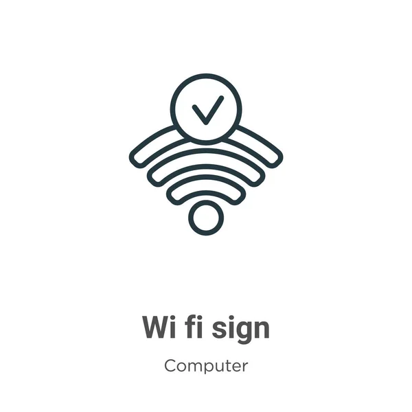 Wi fi sign outline Vektor Icon. Dünne Linie schwarzes Wi-Fi-Zeichensymbol, flacher Vektor einfache Elementillustration aus editierbarem Computerkonzept isoliert auf weißem Hintergrund — Stockvektor