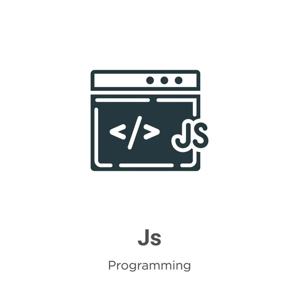 白い背景のJsグリフアイコンベクトル モバイルコンセプトとWebアプリのデザインのための現代的なプログラミングコレクションからのフラットベクトルJsアイコン記号 — ストックベクタ