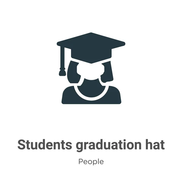 Students Graduation Hat Glyph Icon Vector White Background Flat Vector — Stock Vector