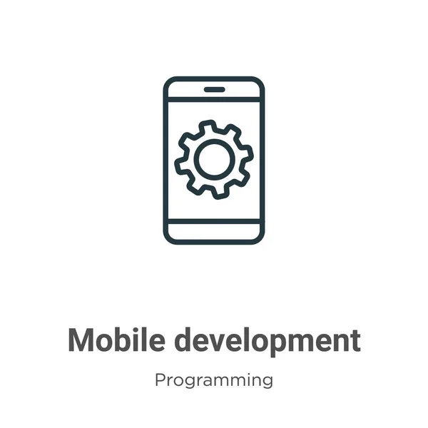 Mobile Development Outline Vector Icon Thin Line Black Mobile Development — 스톡 벡터