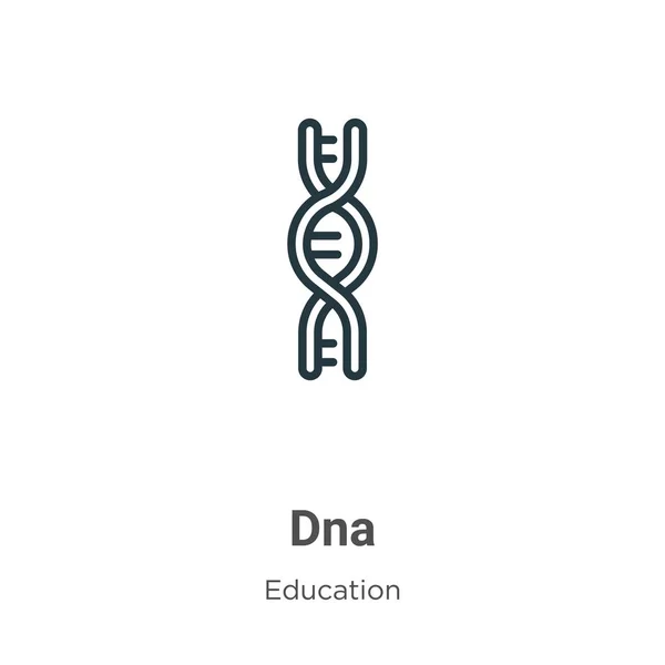 Dna outline vector icon. Thin line black dna icon, flat vector simple element illustration from editable education concept isolated on white background — Stock Vector