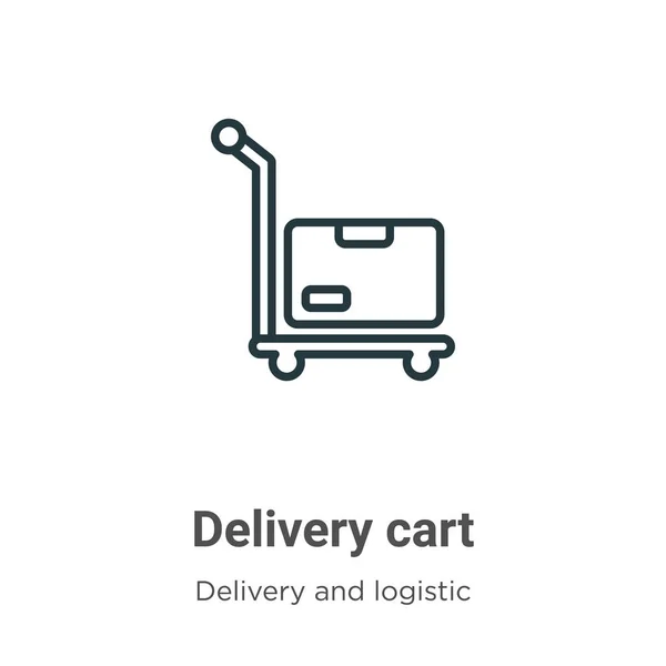 Delivery cart outline vector icon. Thin line black delivery cart icon, flat vector simple element illustration from editable packing and delivery concept isolated on white background — Stock Vector