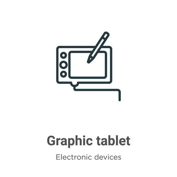 Icône Vectorielle Contour Tablette Graphique Icône Tablette Graphique Noir Mince — Image vectorielle