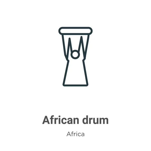 Afrikaanse Drum Outline Vector Icoon Dunne Lijn Zwart Afrikaanse Drum — Stockvector