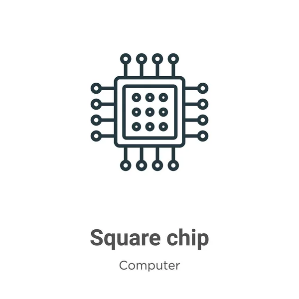 Quadratische Chip-Umrisse Vektor-Symbol. Dünne Linie schwarzes quadratisches Chipsymbol, flacher Vektor einfache Elementillustration aus editierbarem Computerkonzept isoliert auf weißem Hintergrund — Stockvektor