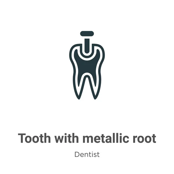 Ząb Metaliczną Ikoną Wektora Korzenia Białym Tle Płaski Ząb Wektorowy — Wektor stockowy