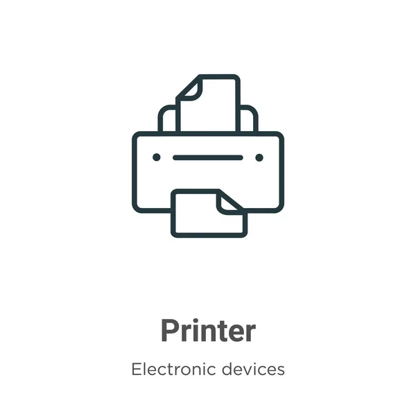 Drucker Umrissvektorsymbol Dünne Linie Schwarzes Druckersymbol Flacher Vektor Einfache Elementillustration — Stockvektor