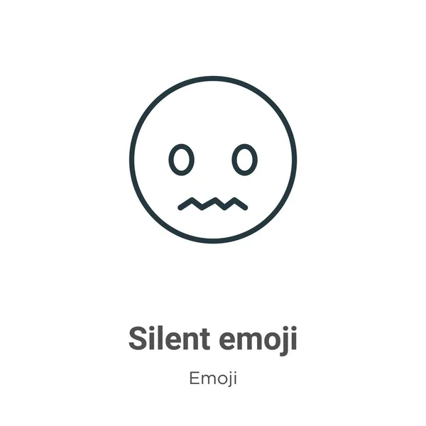 Silencioso Emoji Contorno Icono Vector Icono Emoji Silencioso Negro Línea — Vector de stock