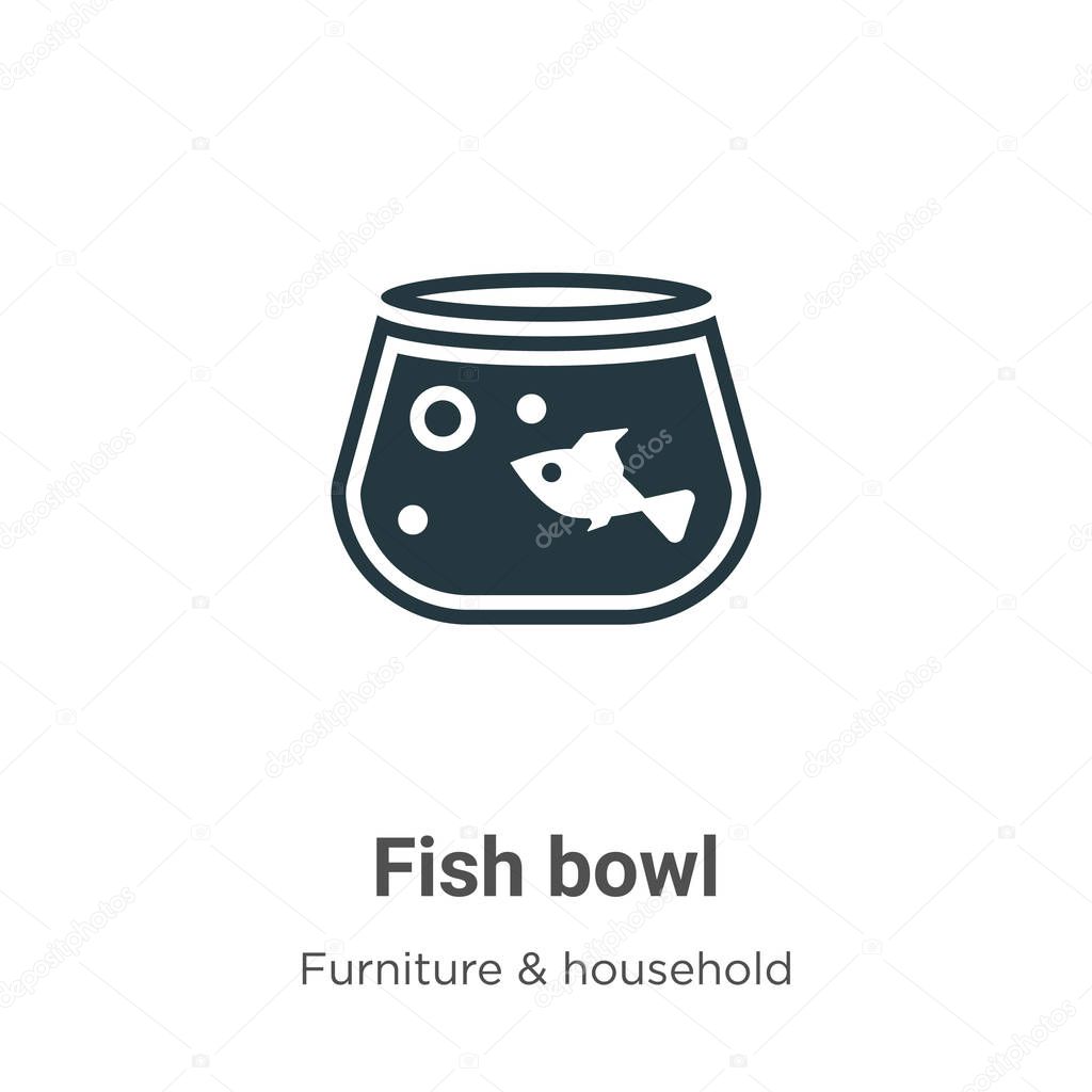 Fish bowl vector icon on white background. Flat vector fish bowl icon symbol sign from modern furniture & household collection for mobile concept and web apps design.