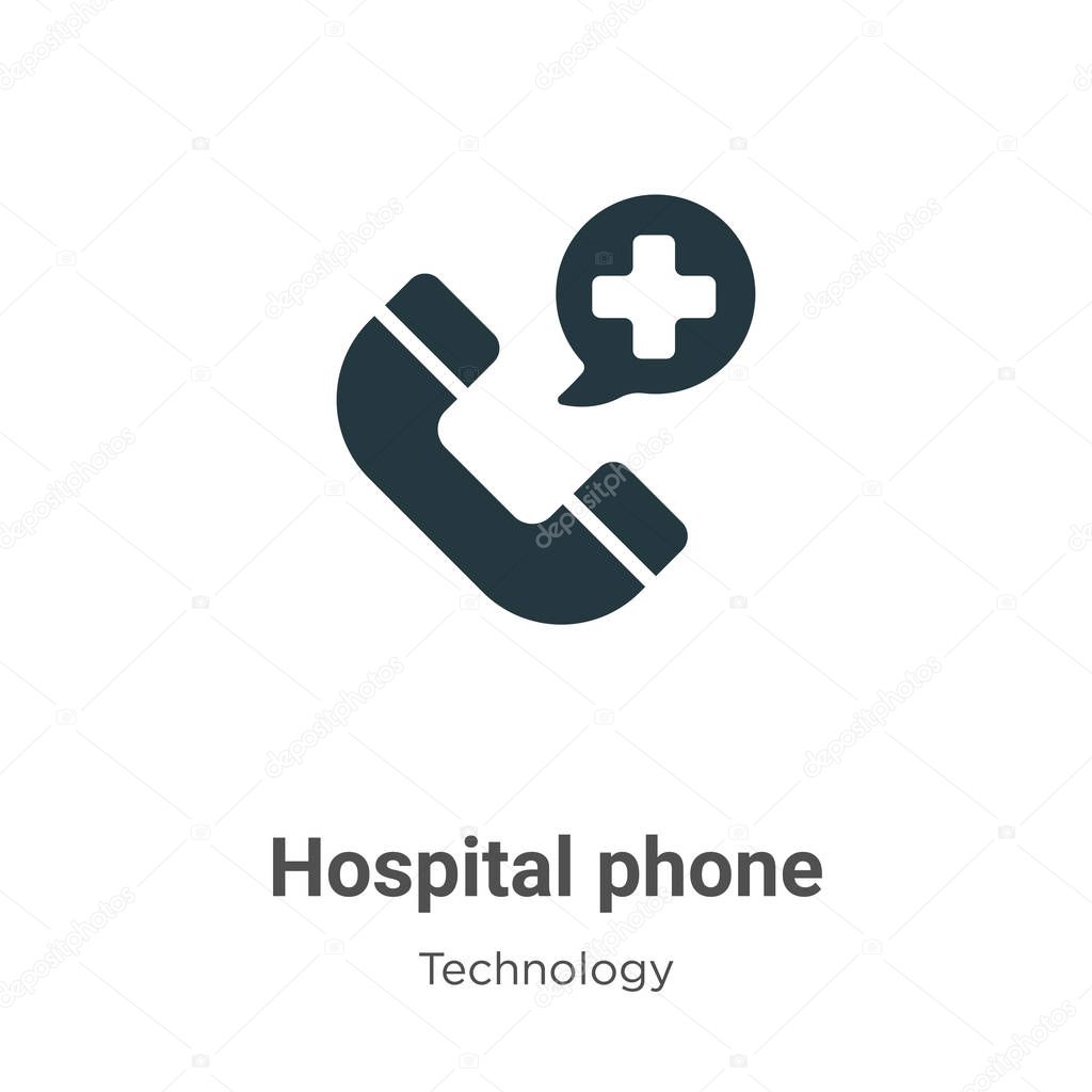 Hospital phone glyph icon vector on white background. Flat vector hospital phone icon symbol sign from modern technology collection for mobile concept and web apps design.