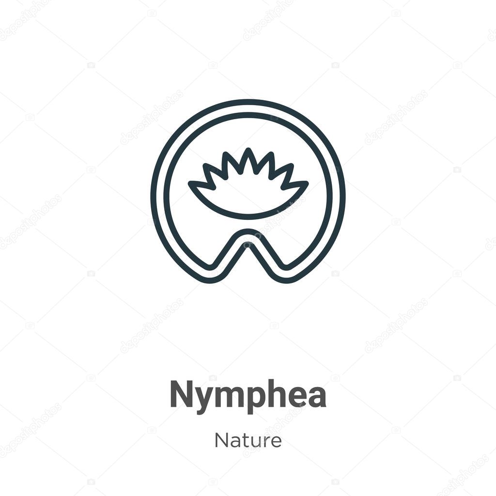 Nymphea outline vector icon. Thin line black nymphea icon, flat vector simple element illustration from editable nature concept isolated on white background