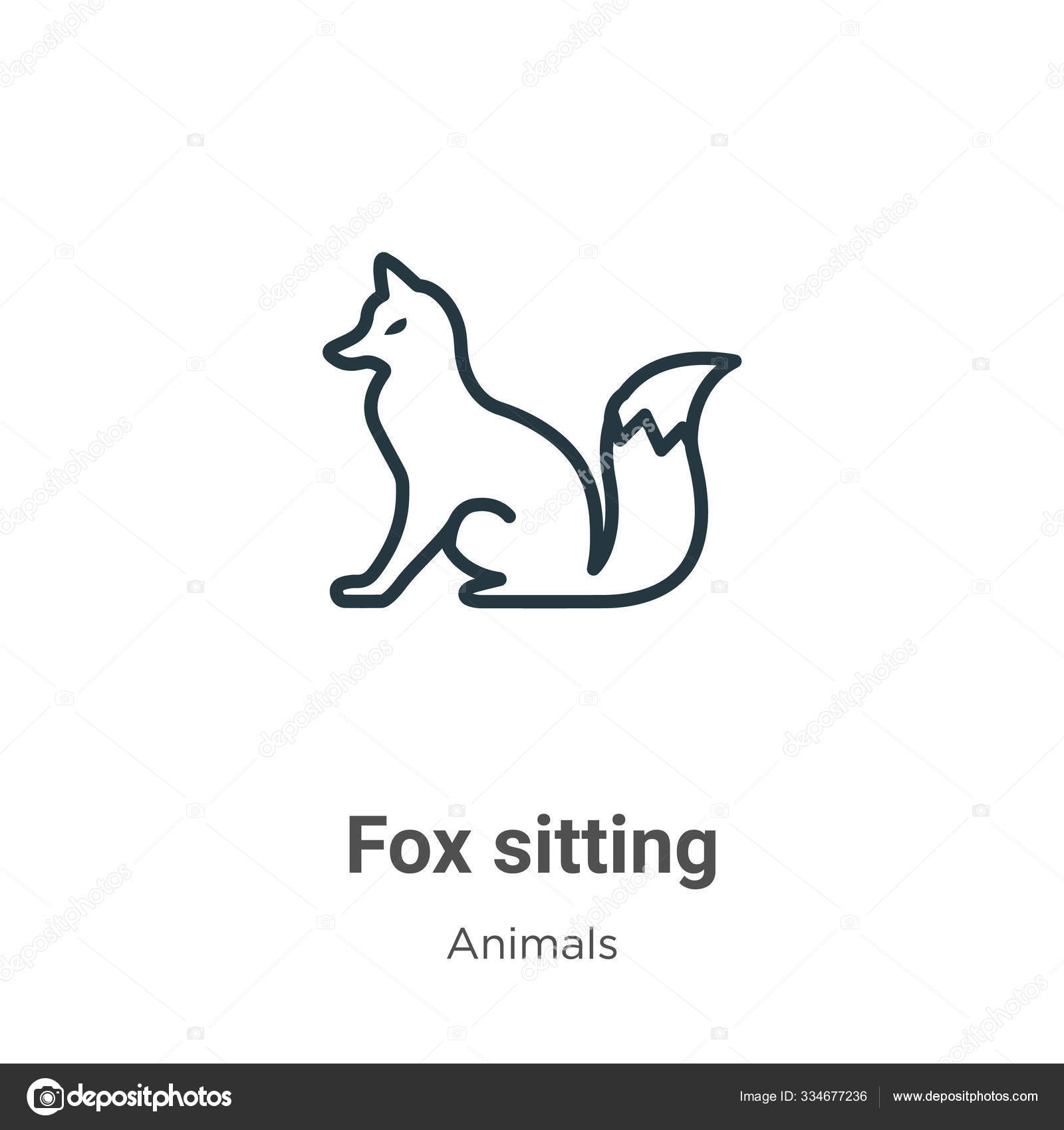 Raposa bonitinha sentado ilustração de ícone vetorial dos desenhos