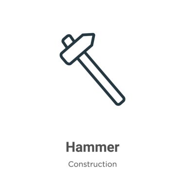 Hammer outline vector icon. Thin line black hammer icon, flat vector simple element illustration from editable construction concept isolated on white background