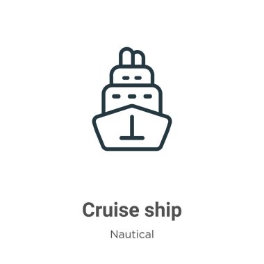 Geminin ana hat vektör simgesini takip et. İnce çizgi siyah seyahat gemisi simgesi, düz vektör basit element illüstrasyonu düzenlenebilir deniz konseptinden beyaz arkaplanda izole edilmiş