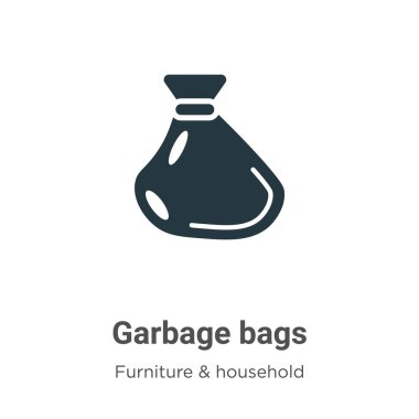 Çöp torbaları beyaz arka planda vektör simgesi. Mobil konsept ve web uygulamaları tasarımı için modern mobilya ve ev eşyaları koleksiyonundan düz vektör çöp torbaları simgesi işareti.