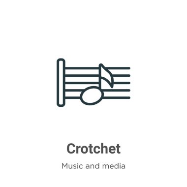 Crotchet ana hat vektör simgesi. İnce çizgi siyah crotchet simgesi, düz vektör basit element illüstrasyonu düzenlenebilir müzik ve ortam kavramı beyaz arkaplanda izole