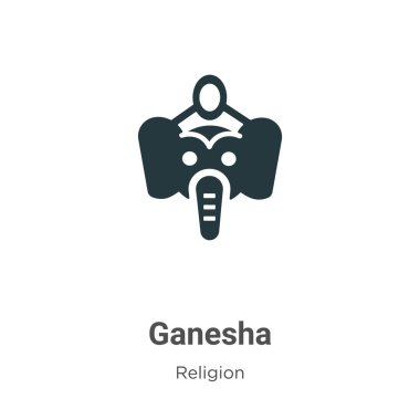 Beyaz arkaplanda Ganesha vektör simgesi. Mobil konsept ve web uygulamaları tasarımı için modern din koleksiyonundan düz vektör ganesha simgesi işareti.