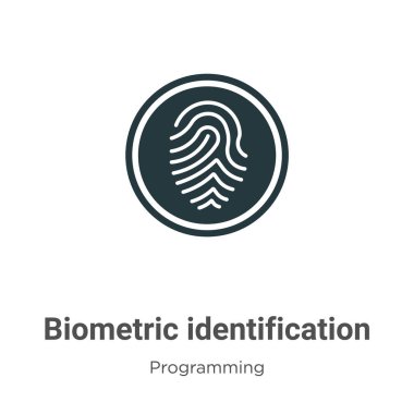 Beyaz arkaplanda biyometrik tanımlama vektör simgesi. Mobil konsept ve web uygulamaları tasarımı için modern programlama koleksiyonundan düz vektör biyometrik tanımlama simgesi işareti.