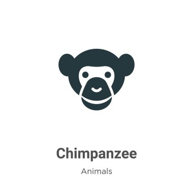 Beyaz arkaplanda şempanze vektör simgesi. Mobil konsept ve web uygulamaları tasarımı için modern hayvan koleksiyonundan düz vektör şempanze simgesi işareti.