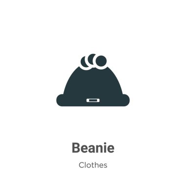 Beyaz arkaplanda Beanie vektör simgesi. Mobil konsept ve web uygulamaları tasarımı için modern kıyafet koleksiyonundan düz vektör beanie simgesi işareti.