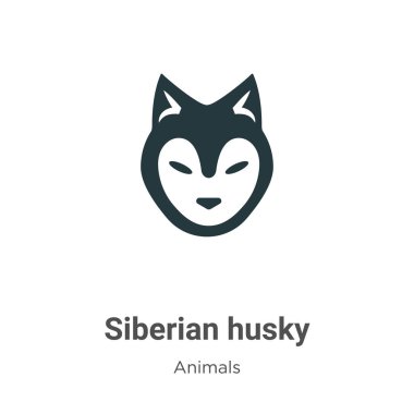 Beyaz arka planda Sibirya Husky vektör simgesi. Düz vektör Sibirya Husky simgesi sembolü modern hayvan koleksiyonundan mobil konsept ve web uygulamaları tasarımı için.