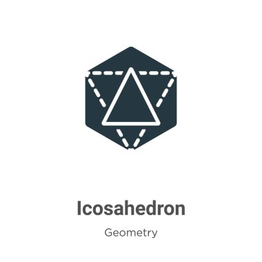 Beyaz arkaplanda Icosahedron sembol vektörü. Mobil konsept ve web uygulamaları tasarımı için modern geometri koleksiyonundan düz vektör simgesi simgesi işareti.