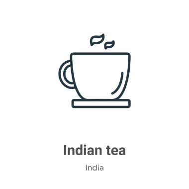 Indian tea outline vector icon. Thin line black indian tea icon, flat vector simple element illustration from editable india concept isolated on white background
