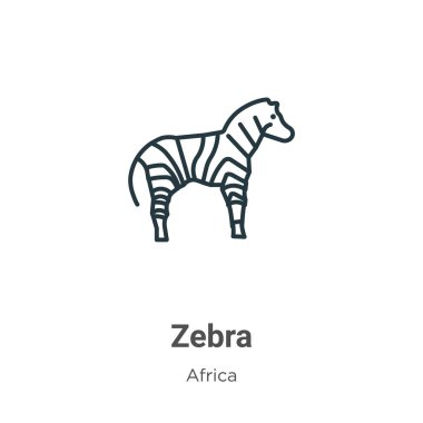 Zebra ana hat vektör simgesi. İnce çizgi siyah zebra simgesi, düz vektör basit element illüstrasyonu düzenlenebilir Afrika kavramından beyaz arkaplanda izole edilmiş