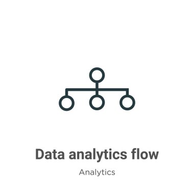 Veri analizi akış ana hatları vektör simgesi. İnce çizgi siyah veri analizi akış ikonu, düz vektör basit element illüstrasyonu düzenlenebilir analitik kavramından beyaz arkaplanda izole edilmiş