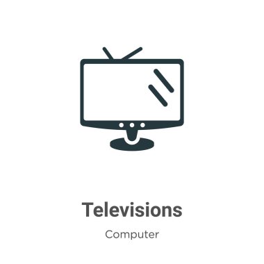 Beyaz arkaplanda televizyon vektör simgesi. Mobil konsept ve web uygulamaları tasarımı için modern bilgisayar koleksiyonundan düz vektör televizyon simgesi işareti.