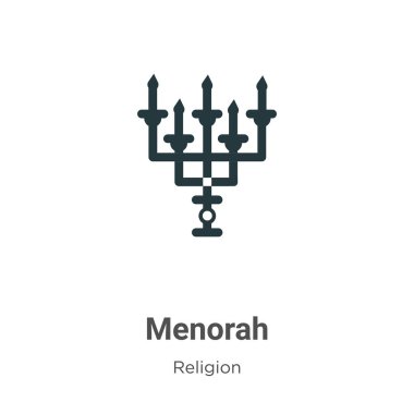 Beyaz arkaplanda Menorah vektör simgesi. Mobil konsept ve web uygulamaları tasarımı için modern din koleksiyonundan düz vektör menorah simgesi işareti.