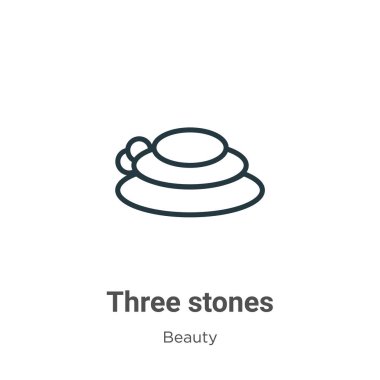 Three stones outline vector icon. Thin line black three stones icon, flat vector simple element illustration from editable beauty concept isolated on white background