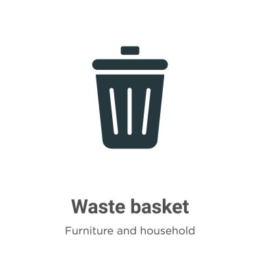 Beyaz arkaplanda çöp kutusu vektör simgesi. Mobil konsept ve web uygulamaları tasarımı için modern mobilya ve ev eşyaları koleksiyonundan düz vektör çöp kutusu simgesi işareti.