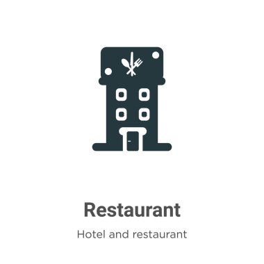 Beyaz arkaplanda restoran vektör simgesi. Mobil konsept ve web uygulamaları tasarımı için modern otel ve restoran koleksiyonundan düz vektör restoran simgesi işareti.
