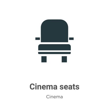 Beyaz arkaplanda sinema koltukları vektör simgesi. Mobil konsept ve web uygulamaları tasarımı için modern sinema koleksiyonundan düz vektör sinema koltukları simgesi işareti.