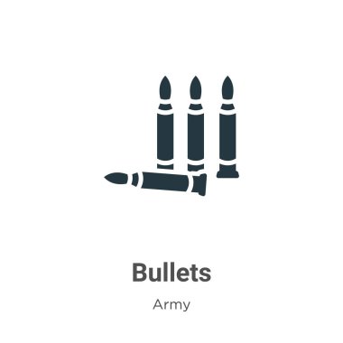 Beyaz arka planda kurşun vektör simgesi. Mobil konsept ve web uygulamaları tasarımı için modern ordu koleksiyonundan düz vektör mermileri simgesi işareti.