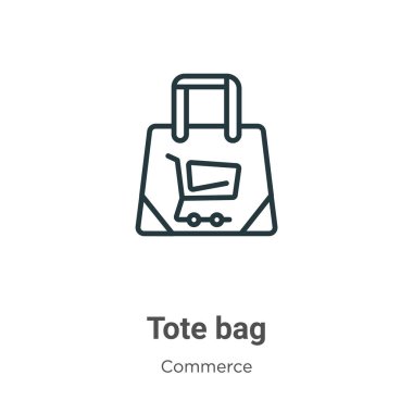 Çanta ana hatlı vektör simgesi. İnce çizgi siyah taşıma çantası simgesi, düz vektör basit element illüstrasyonu düzenlenebilir ticaret ve alışveriş kavramı beyaz arkaplanda izole