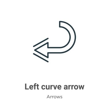 Left curve arrow outline vector icon. Thin line black left curve arrow icon, flat vector simple element illustration from editable arrows concept isolated on white background