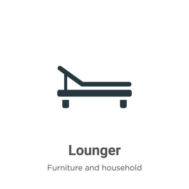 Beyaz arkaplanda Lounger vektör simgesi. Mobil konsept ve web uygulamaları tasarımı için modern mobilya ve ev eşyaları koleksiyonundan düz vektör şablon simgesi işareti.