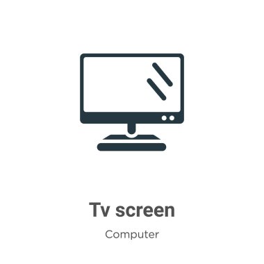 Beyaz arkaplanda TV ekran vektör simgesi. Mobil konsept ve web uygulamaları tasarımı için modern bilgisayar koleksiyonundan düz vektör televizyon simgesi işareti.
