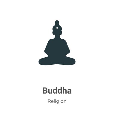 Beyaz arkaplanda Buda vektör simgesi. Mobil konsept ve web uygulamaları tasarımı için modern din koleksiyonundan düz vektör Buddha simgesi işareti.