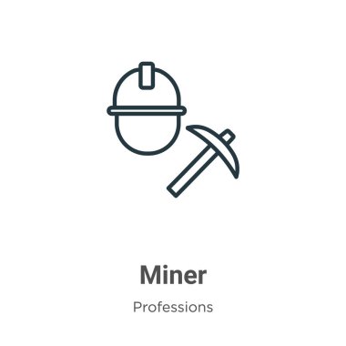 Madenci ana hat vektör simgesi. İnce çizgi siyah madenci simgesi, düz vektör basit element illüstrasyonuName