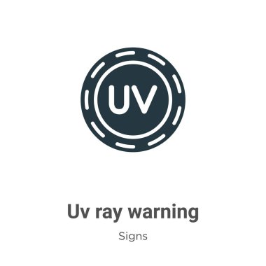 Beyaz arkaplanda UV ışını uyarı sembolü vektörü. Mobil konsept ve web uygulamaları tasarımı için modern işaret koleksiyonundan düz vektör uv ışını uyarı simgesi işareti.