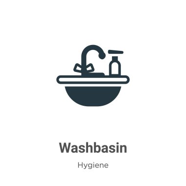 Beyaz arka planda lavabo sembolü vektörü. Mobil konsept ve web uygulamaları tasarımı için modern hijyen koleksiyonundan düz vektör yıkama simgesi simgesi işareti.